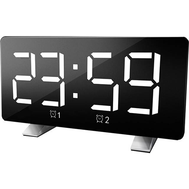 Mirror Digital Display LED Snooze Alarm Clock USB Time Night Mode Clock