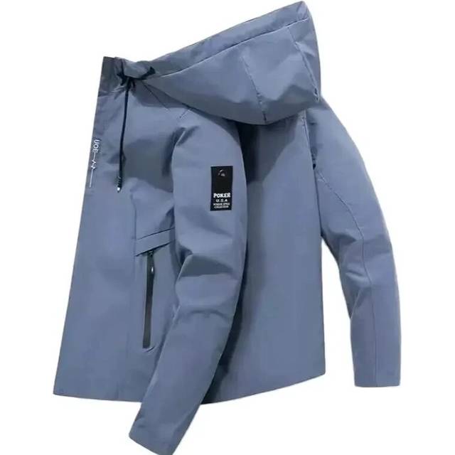 (dark blue, XXXL) Men's Spring and Autumn Sports Outdoor Camping Mountaineering Breathable Windproof Waterproof Hooded Jacket