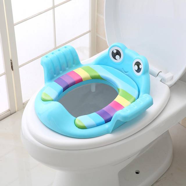 Baby Toilet Seat Cute Children s Baby Infant Double Armrest High Back Splashproof Anti Slip Toilet blue