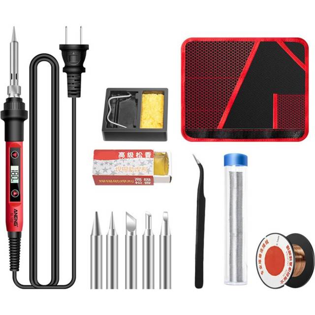 (red, US Plug-1) Aneng Mini Electric Soldering Iron With Lcd Digital Display Intelligent Soldering Iron Kit For