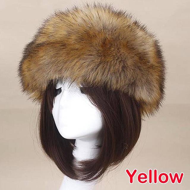 (B-Yellow) Women Warm Earmuffs Thicken Ear-flapped Hat Winter Cashmere Plush Cotton