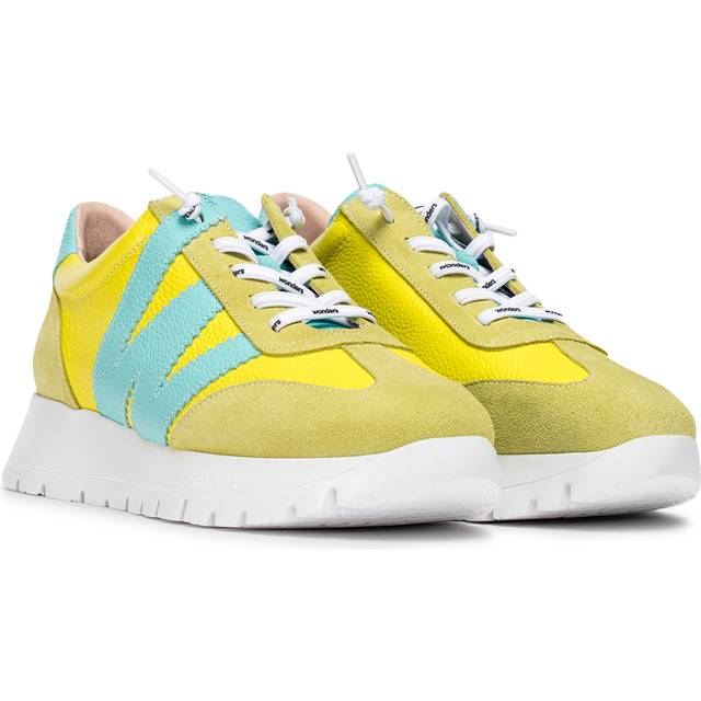 Wonders för kvinnor. A-2476 Racer yellow läderskor (37), Hud, 3 till 5 cm, Nyckelband, Casual, Gul - Läder (37)
