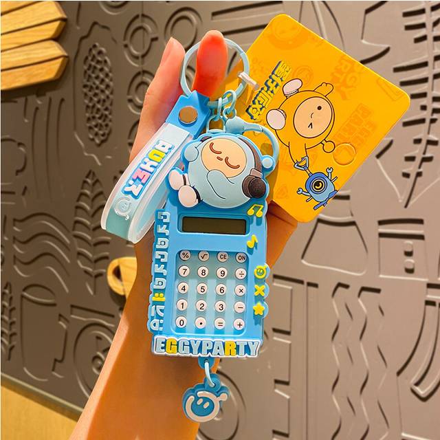 (Blue Calculator) Egg Party Keychain Colorful And Adorable Charm For Keys And Bags