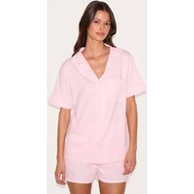 Pink Jersey Piping Short Pj Set, Pink - L
