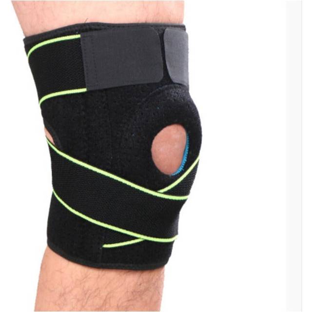 (Green) Knee Brace With Side Stabilizers Patella Gel Pads For Support
