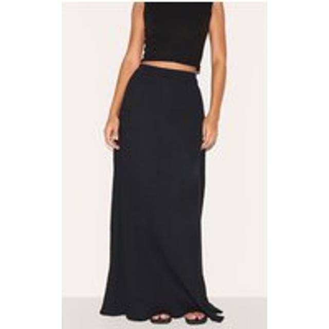 Tall Black Cotton Cheesecloth Elasticated Waist Maxi Skirt, Black - 12