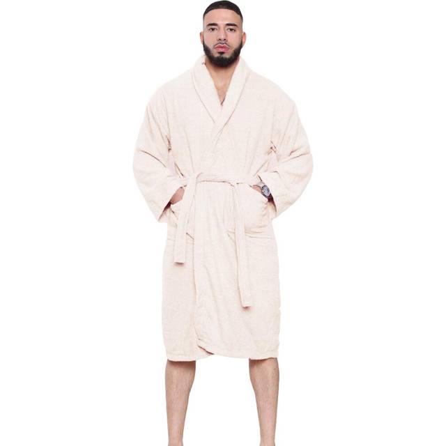 (Ivory, XL) Unisex Luxury Egyptian Cotton Towelling Gown Shawl