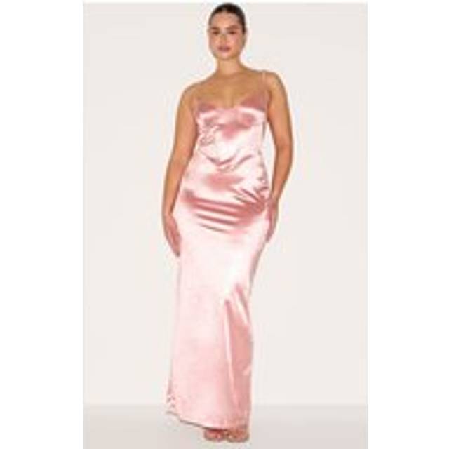 Shape Blush Stretch Satin Underwired Maxi Dress, Pink - 14