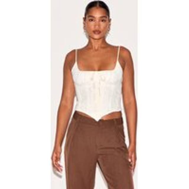 Cream Lace Pointed Hem Cami Top, White - 12