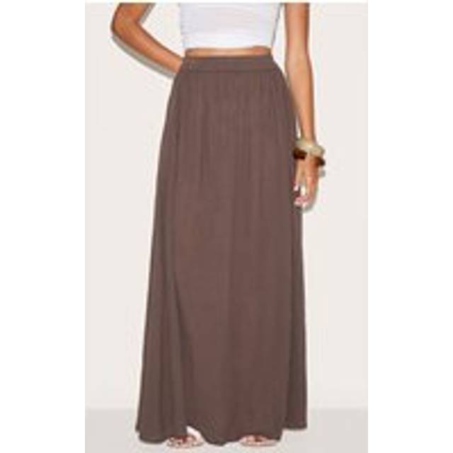 Dark Chocolate Cotton Cheesecloth Elasticated Waist Maxi Skirt, Dark Chocolate - 16
