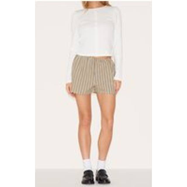 Stone Pinstripe Cotton Floaty Shorts, White - 14