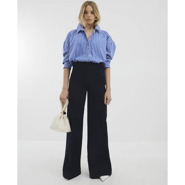 River Island Womens Blue Super Wide Leg Cargo Jeans - 14L