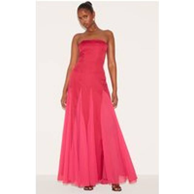 Blush Rose Bandeau Chiffon Pleated Maxi Dress, Blush Rose - 12