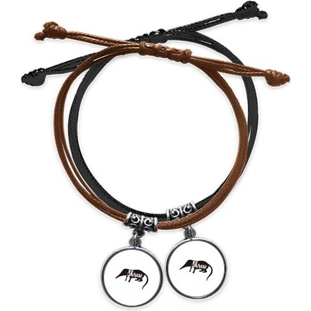 shrews black and white animal bracelet double leather  wristband couple set