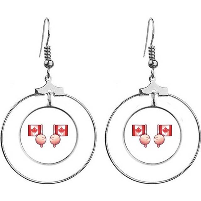 canada flag north america ears dangle hoop jewelry drop circle