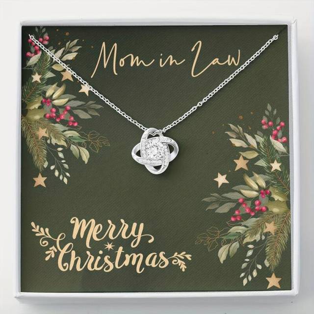 (Platinum Plated, 45cm) Gift For Mother-in-law, Sparkling Love Knot Design Pendant Necklace, Holiday Gift - Silver