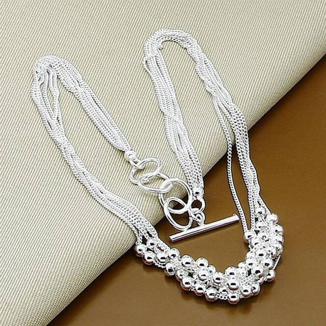 (50cm) 925 Sterling Silver O-chain Grape Bead Necklace