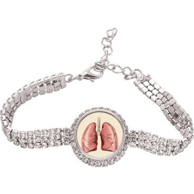 Organ Lung Human Illustration Tennis Chain Anklet Bracelet Diamond Jewelry