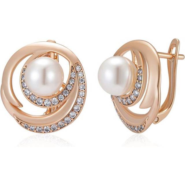 (rose gold) Kinel Rose Gold Color Drop Earrings For Women Natural Zircon Vintage Bride Wedding Fine Jewelry