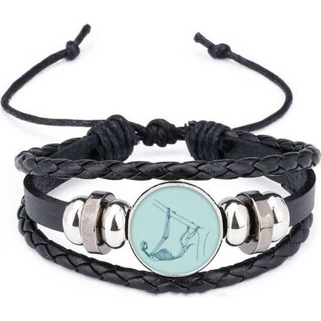 sloth skeleton sketch animal bracelet braided leather woven  wristband