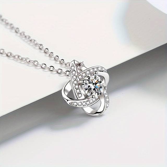 (Platinum Plated, 45cm) To My Beautiful Daughter - Heart-shaped Pendant Necklace With Synthetic Zircon Decor Necklace - Silver