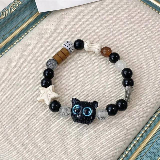 (C) Matching Bracelets Couples Women Men Luminous Cute Cat Friendship Bracelete