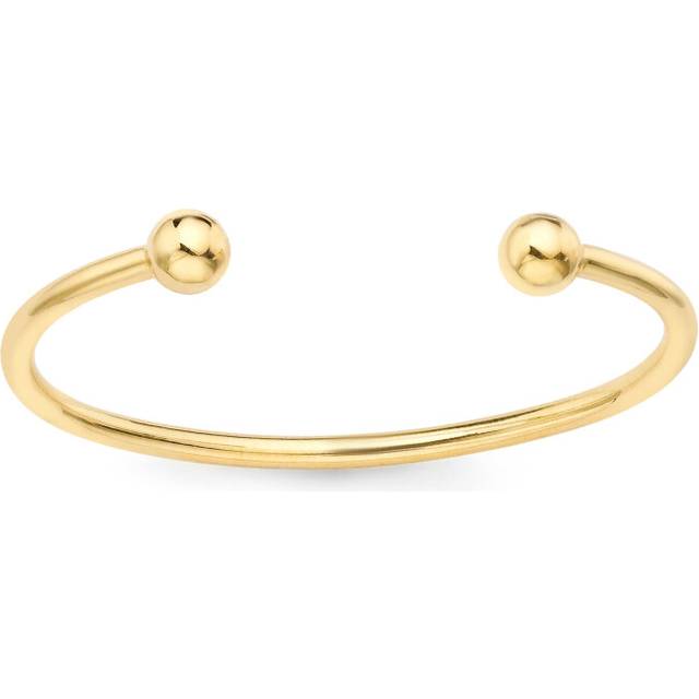 Jewelco London Teens Solid 9ct Yellow Gold Double Bead Torque 2.5mm Maiden Bangle Bracelet - JKB113