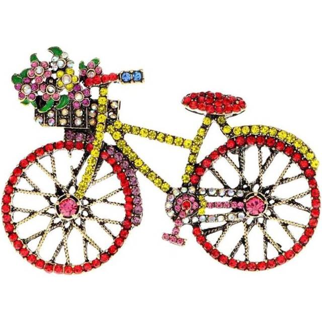 (red) Personalized Creative Colorful Bicycle Brooch Vintage Luxury Badge For Women Men Clothing Accessories Gifts - Red
