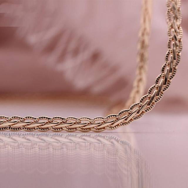 (as the picture, 4mm*55CM) Rose Gold Color Italian Craft Handmade Necklace For Both Women And Man Chain