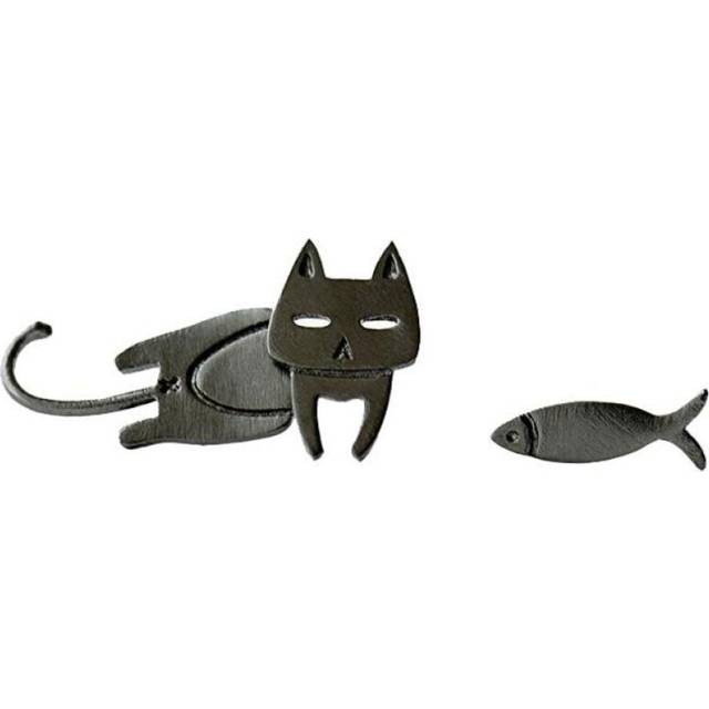 1 Pair Asymmetric Cat Fish Stud Earrings For Women Gift Fashion Earrings Jewelry Gift black