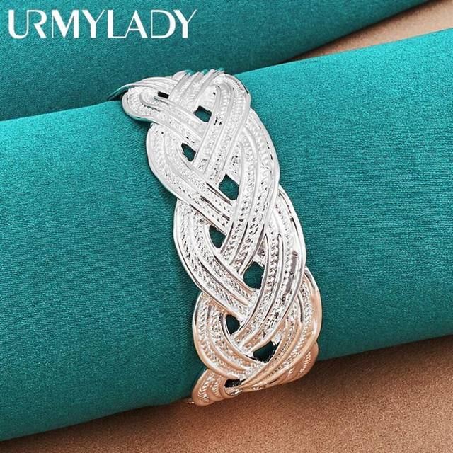 (MD024) 925 Sterling Silver Woven Bangles Bracelet For Women Fashion Charm Jewelry