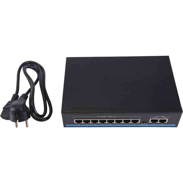 POE Switch 10 Port 100Mbps Ethernet Smart Support Network for Camera Wireless EU Plug