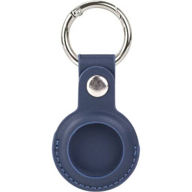 (Blue) Apple Airtags Case Leather Keychain Protective For Airtag Tracker Locator Device