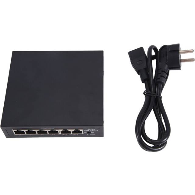 POE Switch 6Port 100Mbps 4 PoE+2 UpLink with Internal Power Office Home Network Hub for IP Camera EU Plug