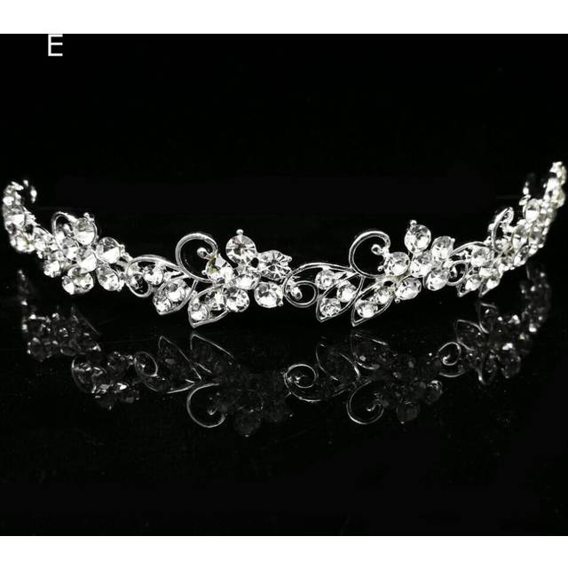 Wedding Bridal Prom Queen Pearl Crystal Flower Tiara Princess Tiara 5 Styles - Green