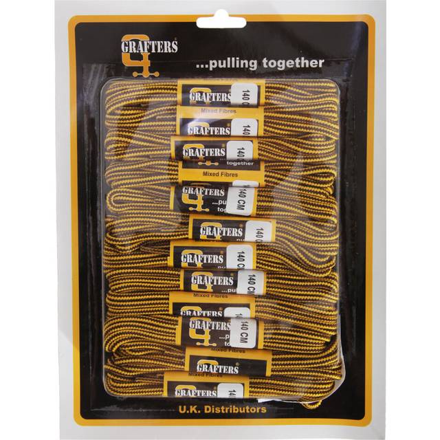 Grafters 10-12 pairs 140cm round replacement shoe boot laces chocolate/gold text