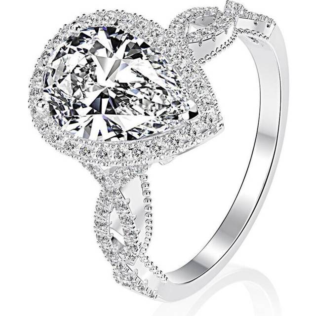(white, 7) Tancise S925 Sterling Silver 8 * 12 Jewelry 7 Carat Synthetic Diamond Ring Female Master