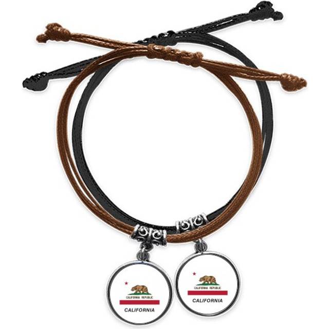 american state flag contour california bracelet double leather  wristband couple set