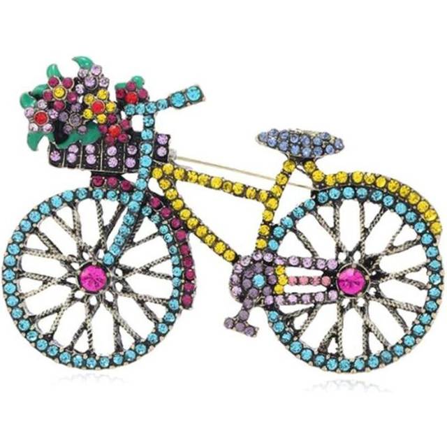 (blue) Personalized Creative Colorful Bicycle Brooch Vintage Luxury Badge For Women Men Clothing Accessories Gifts - Blue