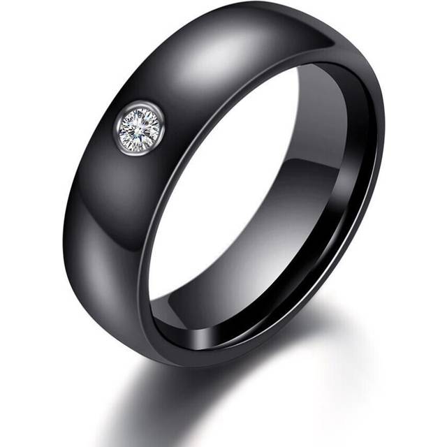 (black, 8) Black And White Ceramic Ring Fashion Men And Women Trend Couple Diamond Ring Jewelry