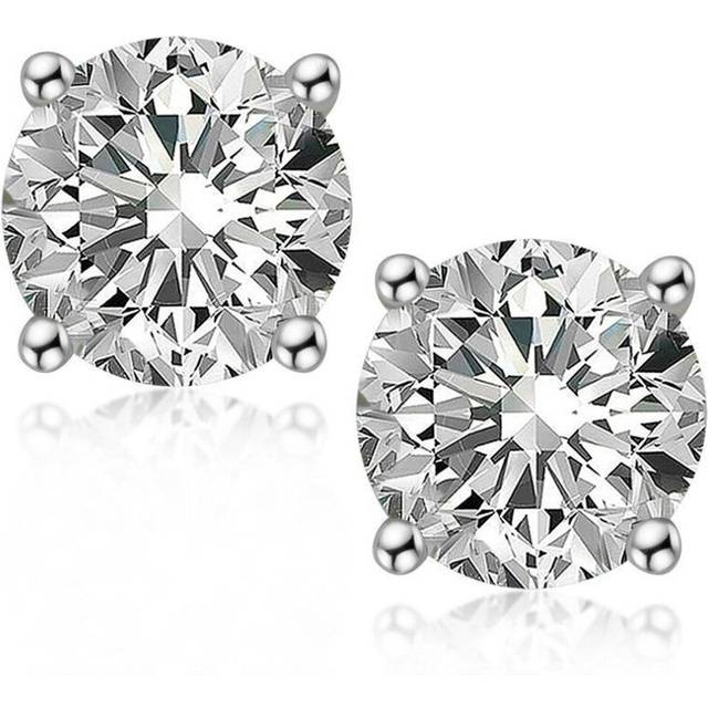 (as the picture) Round D Color 8 .0mm Moissanite Diamond Simple Four Claw Earrings For Ladies Classic 925 Sterling Silver Engagement Gift