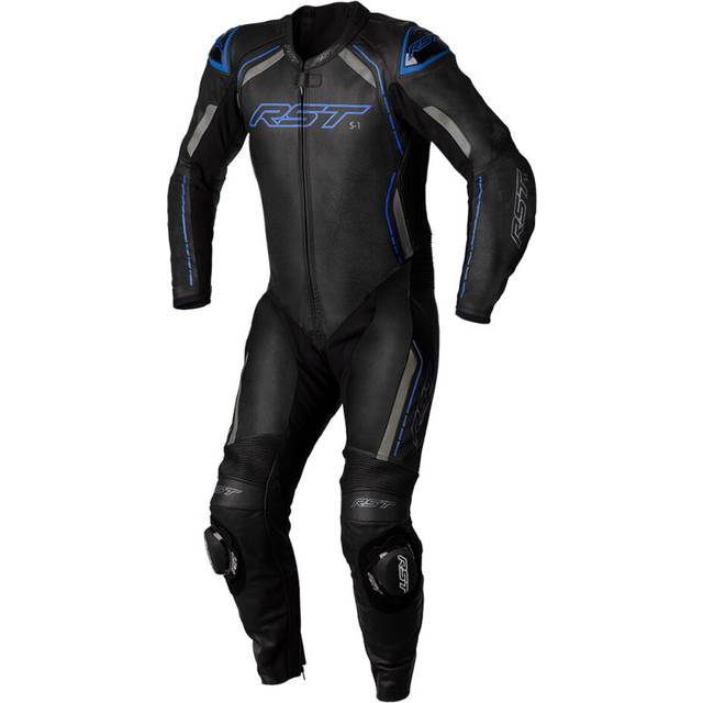 (52) RST S1 CE One Piece Leather Suit Black / Grey / Neon Blue