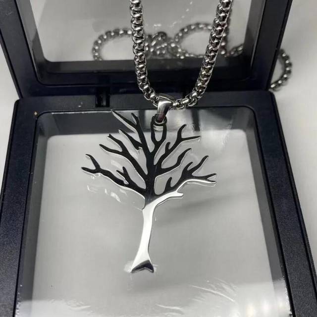 (grey, 50 cm) Trendy New Hip-hop Style High Quality Stainless Steel Tree Of Life Pendant Necklace For Men And Women