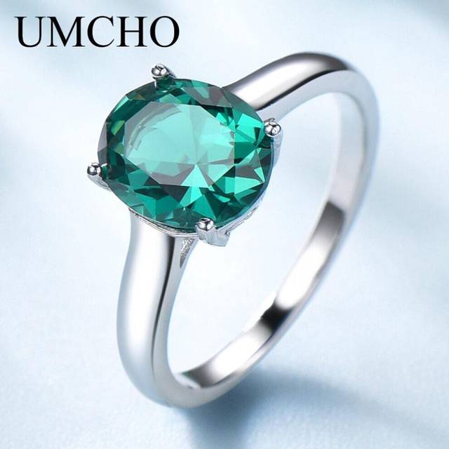 (emerald, 8) Umcho Luxury Nano Emerald Engagement Jewelry Rings For Women Oval Gemstone Wedding Ring Fine Jewelry