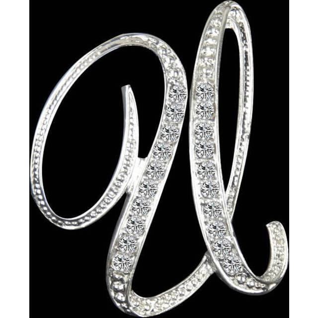 (U) Gifts Rhinestone Letter Crystal Pins Jewelry Letter Alphabetical English Brooch Brooches