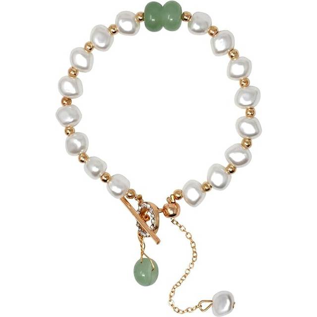 1PCS Baroque Irregular Imitation Pearl Bracelet French Style Vintage Stylish Fake Pearl Bracelet Valentine's Day Thanksgiving Birthday Gift for Women