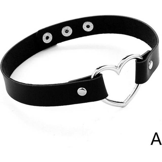 (Black-Heart) 2023 New Punk Gothic Pu Leather Choker Heart Cat Collar Neck Jewelry Accessories Girls Necklace M7z6