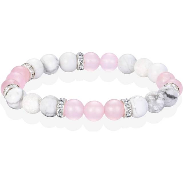 8MM Natural Stone Healing Crystal Stretch Bracelet for Anxiety Stress Relief Howlite Lava Stones Meditation Beads Bracelets for Women