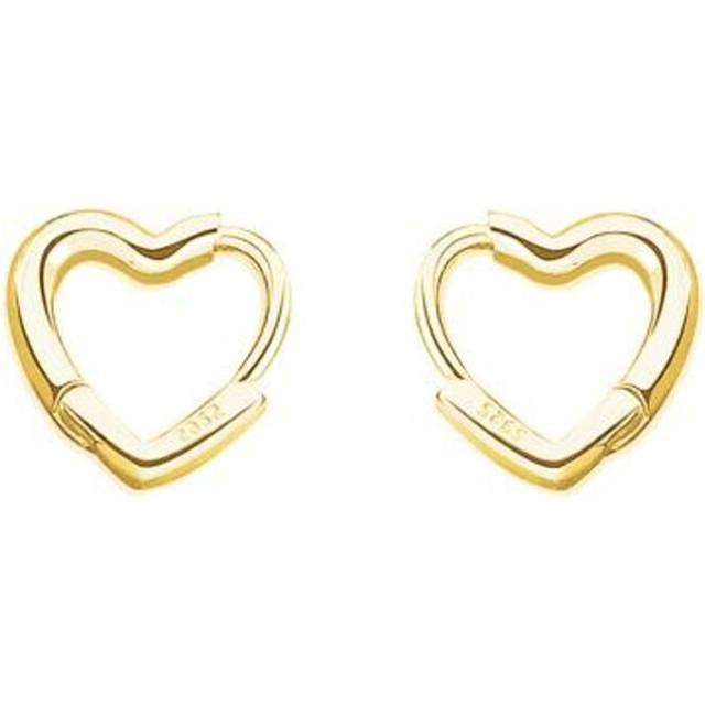 (golden) Earrings Heart Shape Decorating Full Luster Silver Color Simple Small Stud Earrings For Party