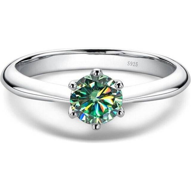 (blue,green, 9) Bague Ringen 1.0 Carat D Color Moissanite Wedding Rings For Women Top Quality 18k White Gold Color 925 Sterling Silver Jewelry